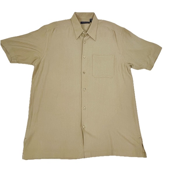 JHANE BARNES - 100% SILK Herringbone Mens L Shirt - Picture 2 of 8